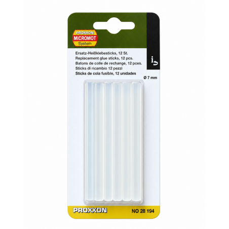 Bâtons de colle thermofusible PROXXON Ø 7 mm – Lot de 12 pièces