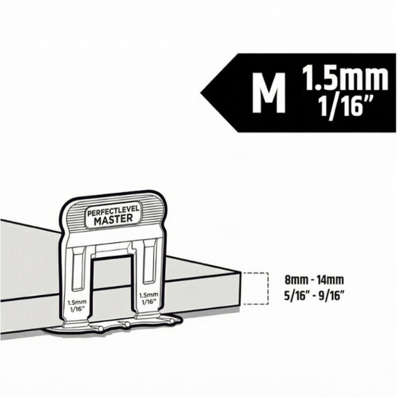 Base T-Lock™ 1.5mm (carreaux de 8 à 14mm) Perfect Level Master CORE 2250 pièces