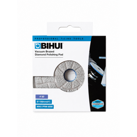 Tampon de ponçage à sec diamantés brasés Ø100 BIHUI – Grain 50