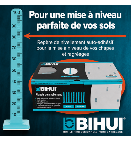 Repères de nivellement Bihui 0-100 mm – Boite de 100 pièces